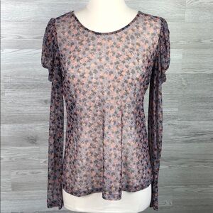 1. State Sheer Womens Blouse Romantic Floral